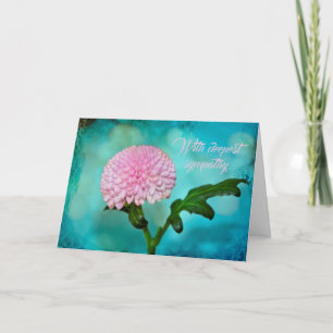 Carte Dahlia pompon - Avec mes plus sincères condoléan