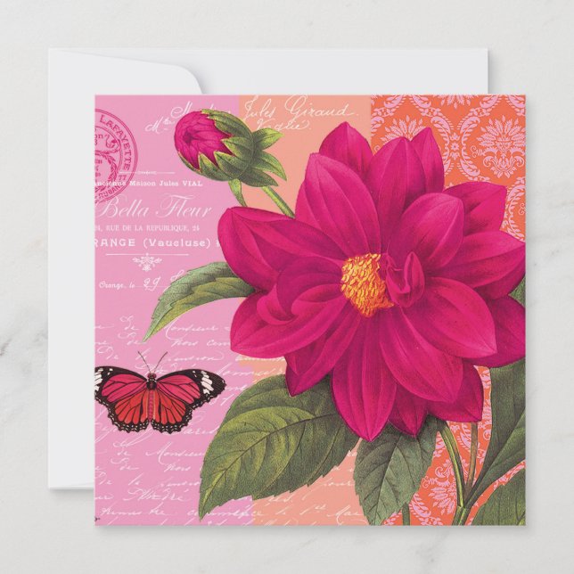 Carte dahlia vintage moderne (Devant)
