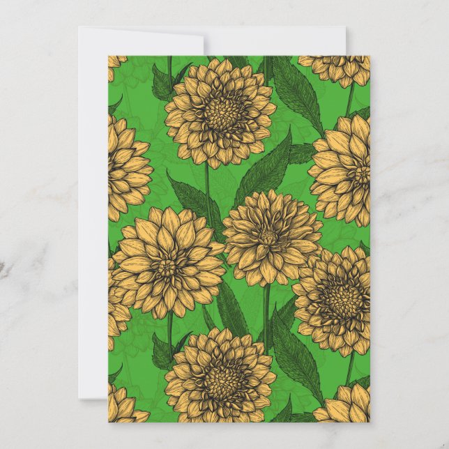Carte Dahlias en jaune et vert (Devant)