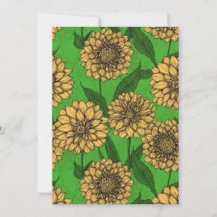 Carte Dahlias en jaune et vert