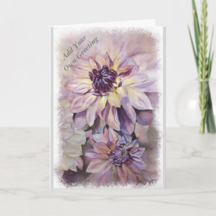 CARTE DAHLIAS JAUNES ET POURPRES ENCOURAGEANT