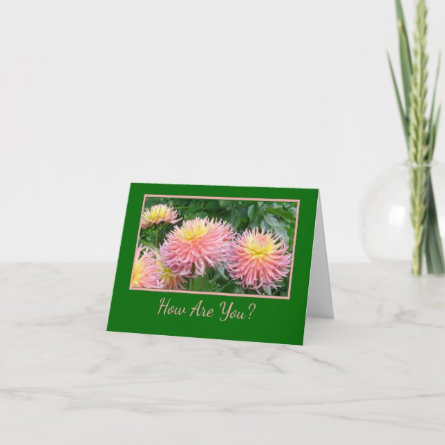 CARTE "DAHLIAS ROSES ET JAUNES/ COMMENT ALLEZ-VOUS (Devant)
