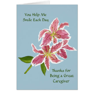 Carte d'aidant avec Stargazer Lilies