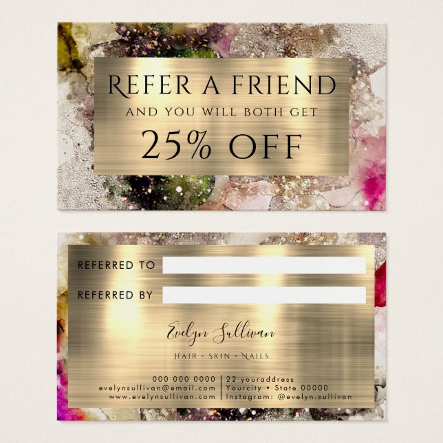 Carte d'aiguillage Green Pink et Gold Foil (Devant & derrière)
