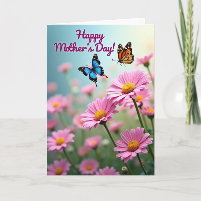 Carte d'ailes de fête des mères florales (Devant)
