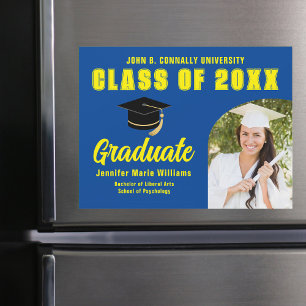 Carte d'aimant Blue Yellow Graduate Custom Graduat