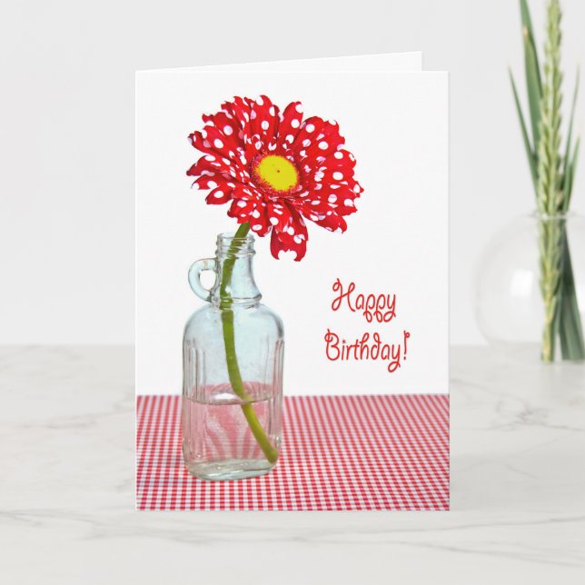 Carte Daisy à pois pour anniversaire  (Devant)