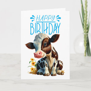 Carte Daisy Cow Anniversaire Boy Blue