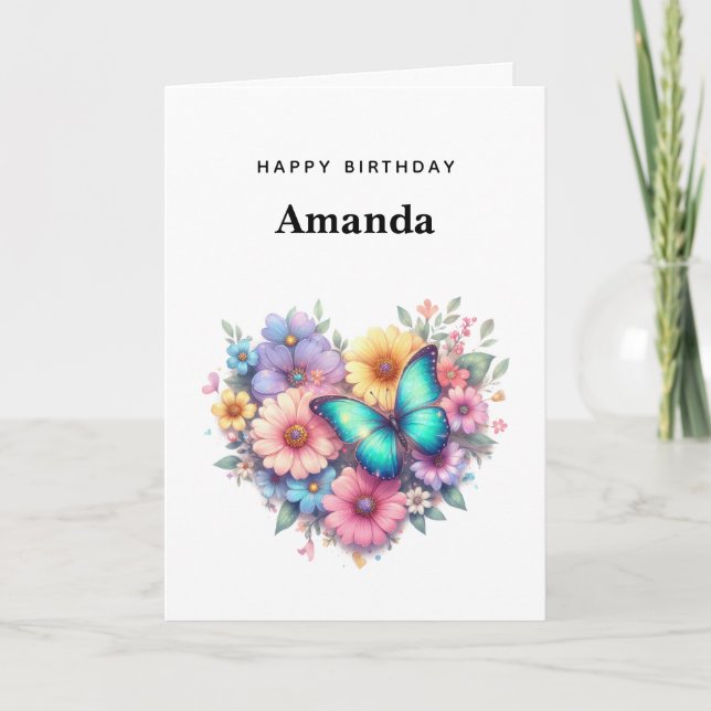 Carte Daisy Flowers with a Beautiful Butterfly Birthday (Devant)