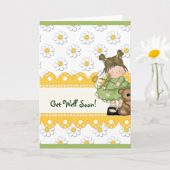 Carte Daisy Toddler et Teddy Get Well Card (Petite plante)