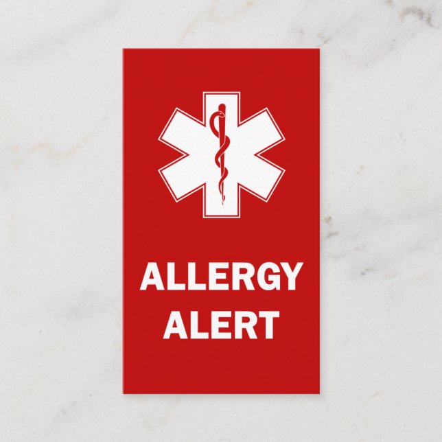 Carte d'alerte d'allergie personnalisée (Devant)