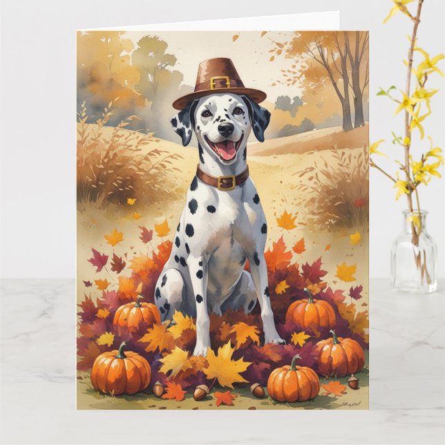 Carte Dalmatie En Automne Laisse L'Art Thanksgiving (Fleur jaune)