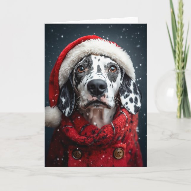 Carte Dalmatie festive à Père Noël Attire (Devant)