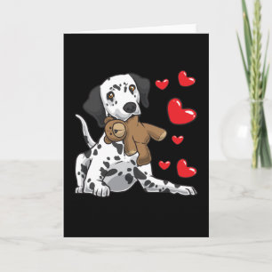Carte Dalmatien avec animal en peluche et les coeurs