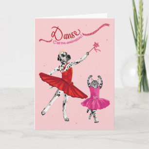 Carte Dalmatien et conversation en tutu dansant annivers