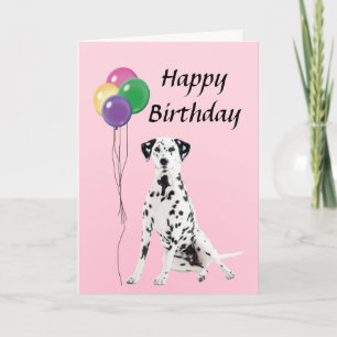 Carte Dalmation avec le joyeux anniversaire de ballons