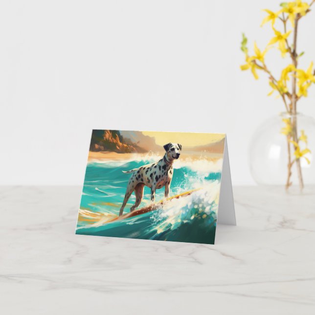 Carte Dalmation Plage Surf Peinture (Fleur jaune)