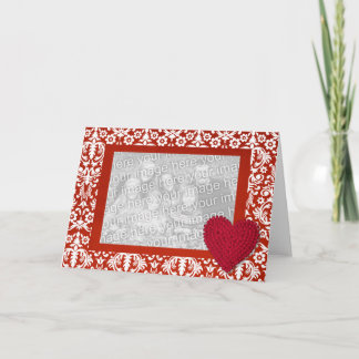 Carte Damas rouge avec cadre photo du coeur
