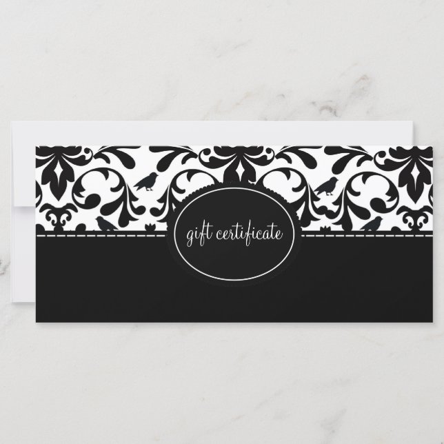Carte Damask Birds Boutique Style Certificats cadeaux (Devant)