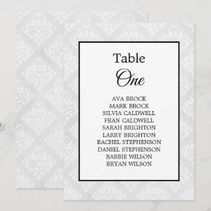 Carte Damask Elegant Mariage Minimal Table Seating Chart