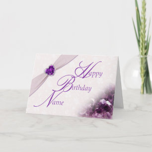 Carte Damask Février Gemstone Birthday Greeting Card