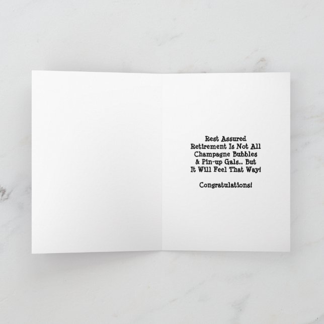 Carte Dame champagne humour retraite bulles de fille (Intérieur)