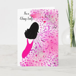 Carte Dame dans une robe rose