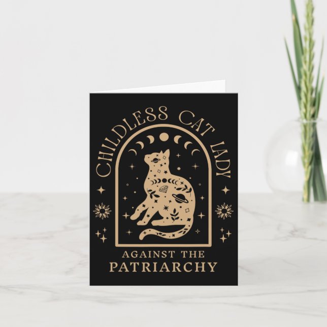 Carte Dame de chat sans enfant contre le patriarcat Femi (Devant)