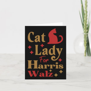 Carte Dame de chat sans enfant pour Kamala Harris Tim Wh