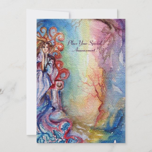 Carte DAME DU LAC bleu rose violet blanc vibrant vif (Devant)