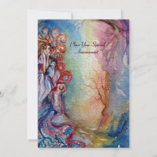 Carte DAME DU LAC bleu vibrant métallisé champagne rose