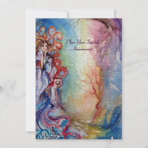 Carte DAME DU LAC , bleu vibrant métallisé glace rose