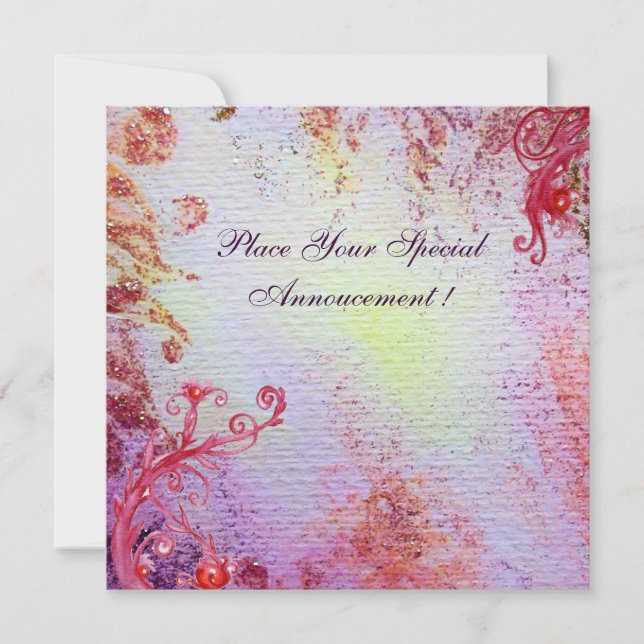 Carte DAME DU LAC violet bleu rose or vibrant (Devant)