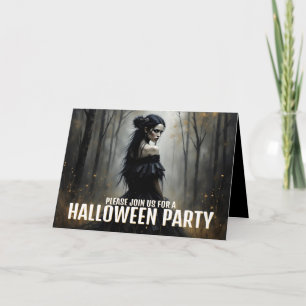 Carte Dame Mystique dans une forêt sombre d'Halloween -