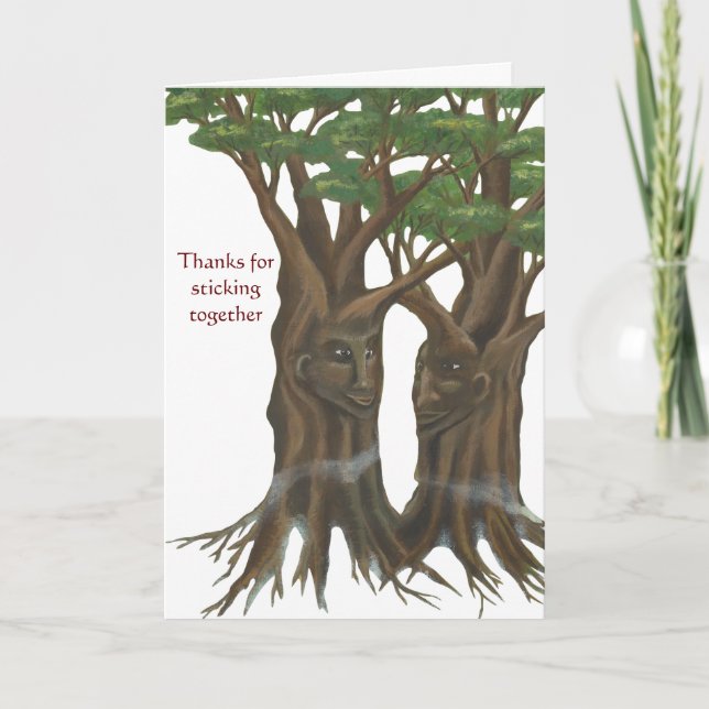Carte d'amitié/anniversaire des arbres souriants (Devant)