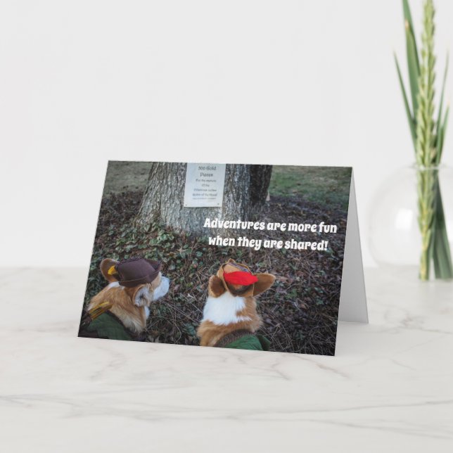 Carte d'amitié Corgi Robin Hood (Devant)