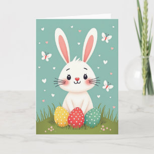 Carte d'amitié de lapin de printemps mignon