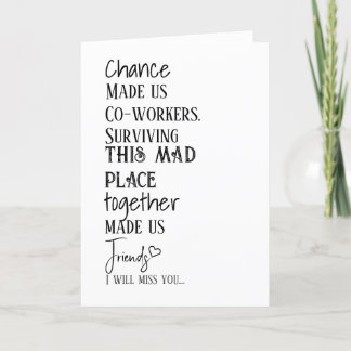 Carte d'amitié Merci d'adieu de collaborateur