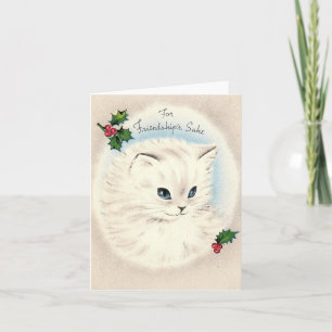 Carte d'amitié Vintage Christmas Kitten