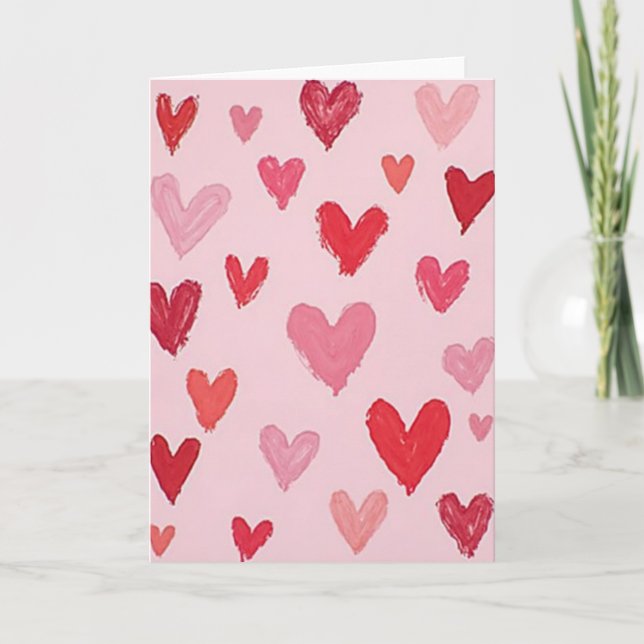 Carte d'amour à coeurs peints (Devant)