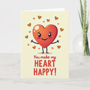 Carte d'amour à motif de cœur heureux