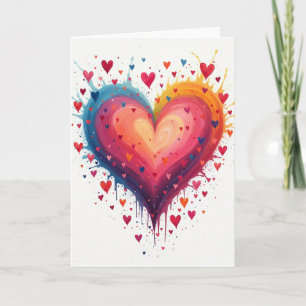 Carte d'amour au cœur aquarelle