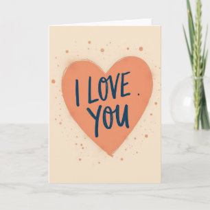 Carte d'amour cœur pêche