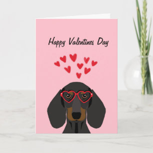 Carte d'amour Dachshund Valentines - noir et bronz