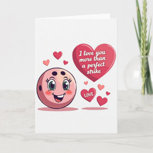 Carte d'amour de boule de bowling rose