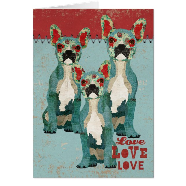 Carte d'amour de bouledogues français (Devant)