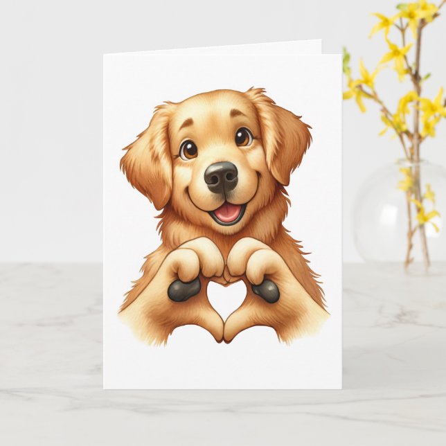 Carte d'amour de chien mignon (Fleur jaune)