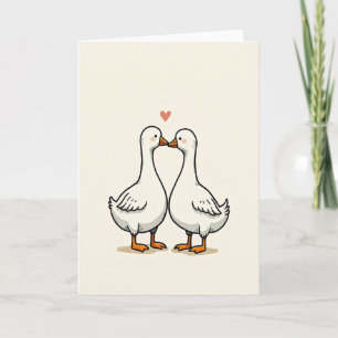 Carte d'amour de couple d'oies mignonnes