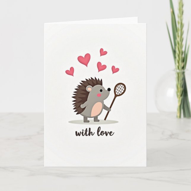 Carte d'amour de hérisson mignon (Devant)