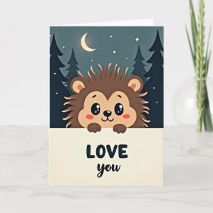 Carte d'amour de hérisson mignon et piquant